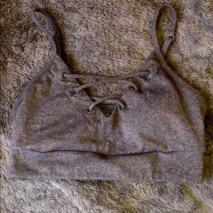 SO Gray Lace-Up Sports Bra